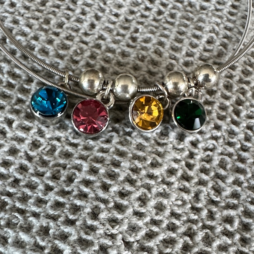 Flexible Multi-Color Gemstone Wire Bangle - image 2